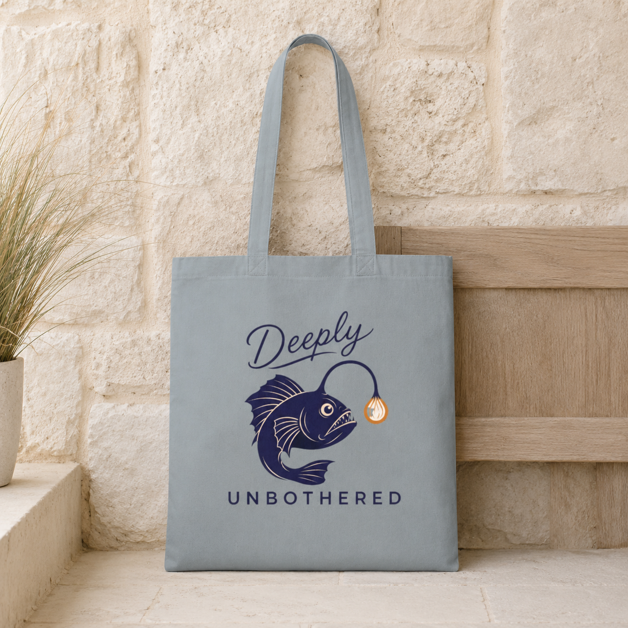 "Deeply Unbothered" Angler Fish Cotton Tote Bag