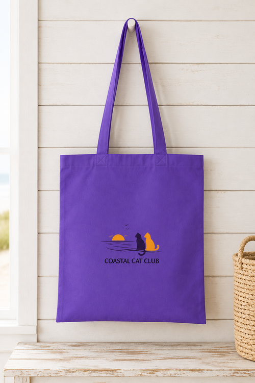 "Coastal Cat Club" Cotton Tote  Bag