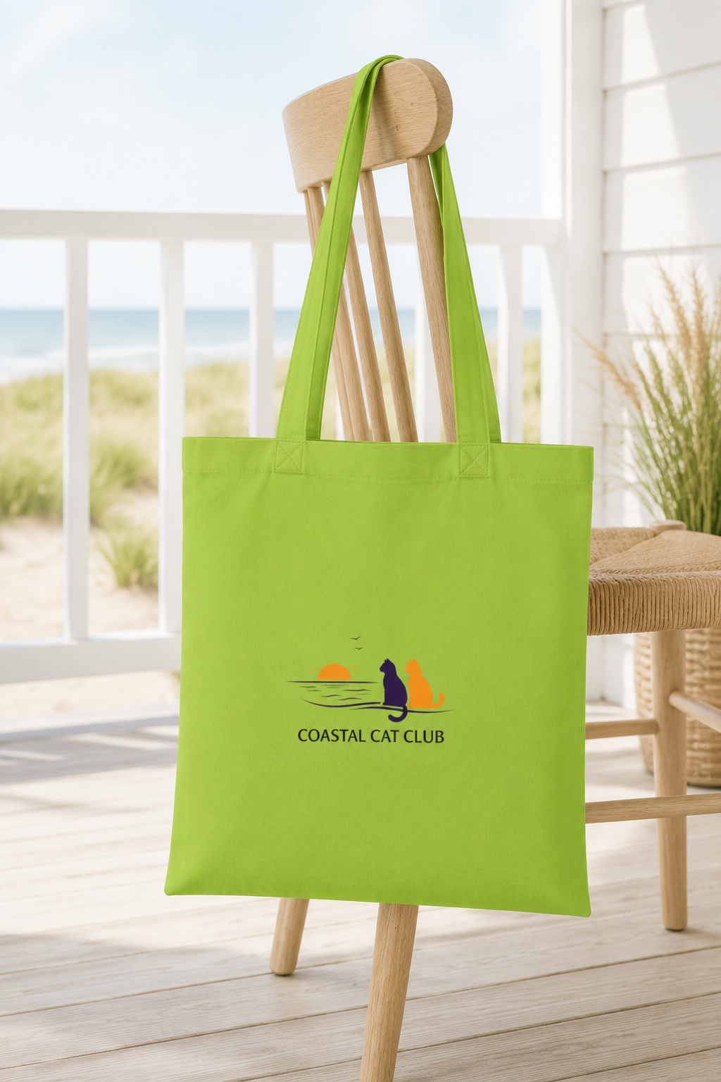 "Coastal Cat Club" Cotton Tote  Bag