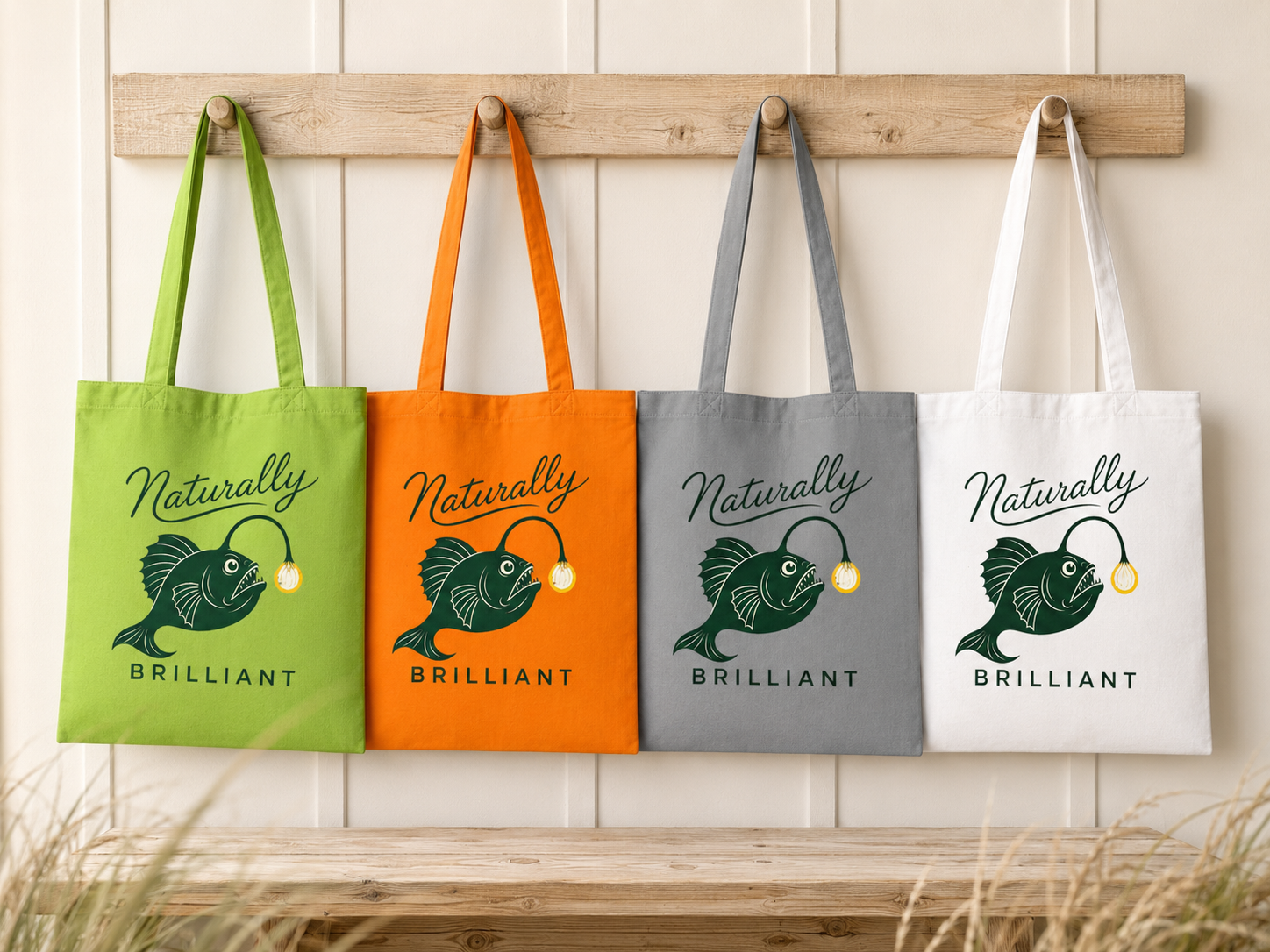 Anglerfish 'Naturally Brilliant'  Cotton Tote Bag