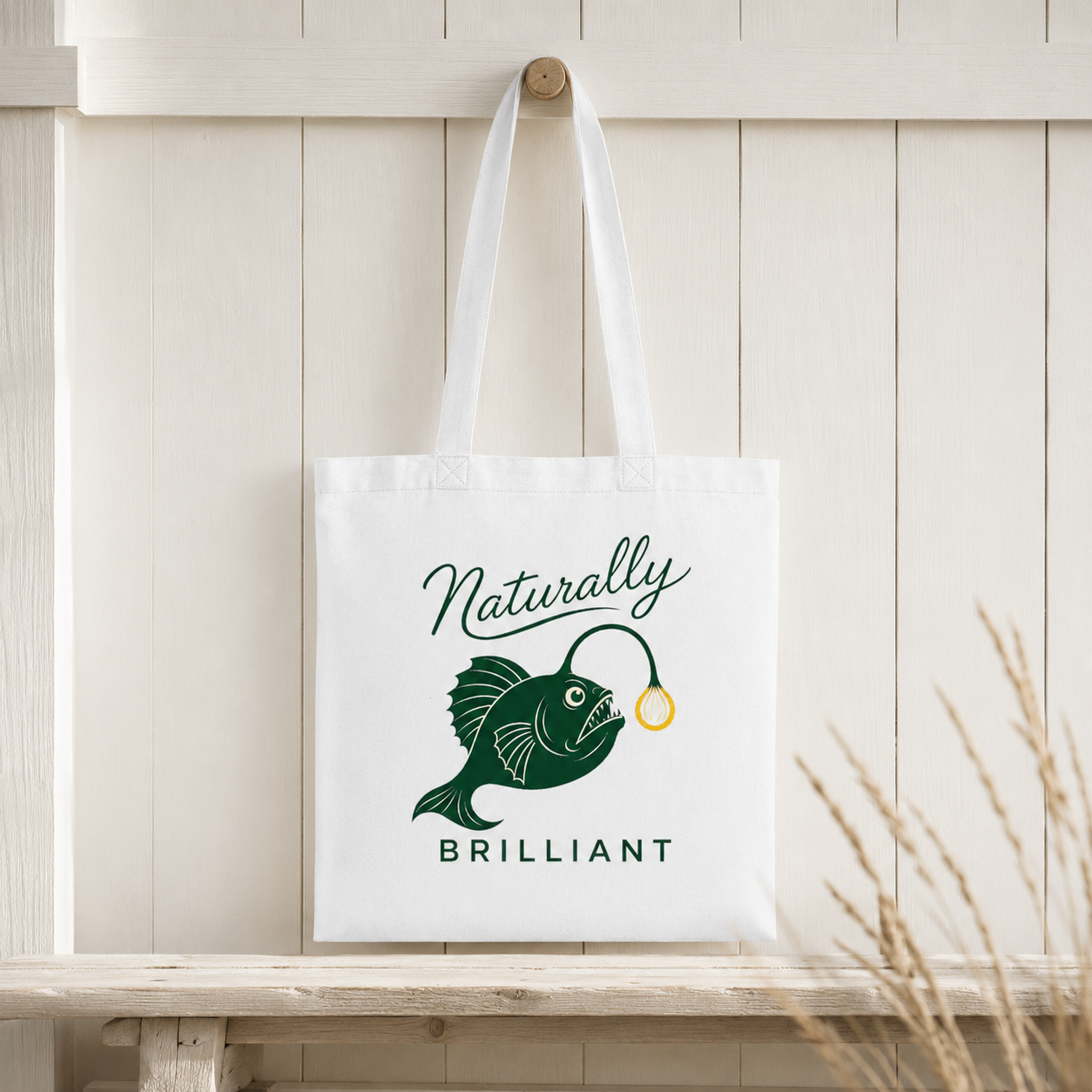 Anglerfish 'Naturally Brilliant'  Cotton Tote Bag