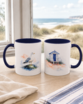 Beach Hut and Seagull Ceramic Mug