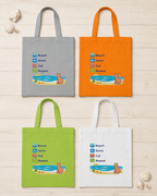 "Beach • Swim • Cat • Repeat" Cotton Tote Bag