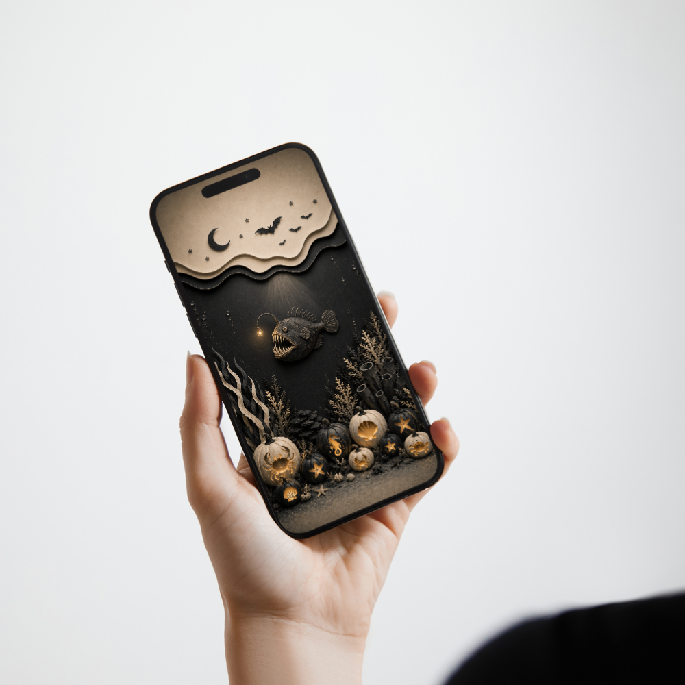 Coastal Halloween Phone Wallpaper Set – Dark Ocean Lock & Home Screens