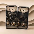 Coastal Halloween Phone Wallpaper Set – Dark Ocean Lock & Home Screens
